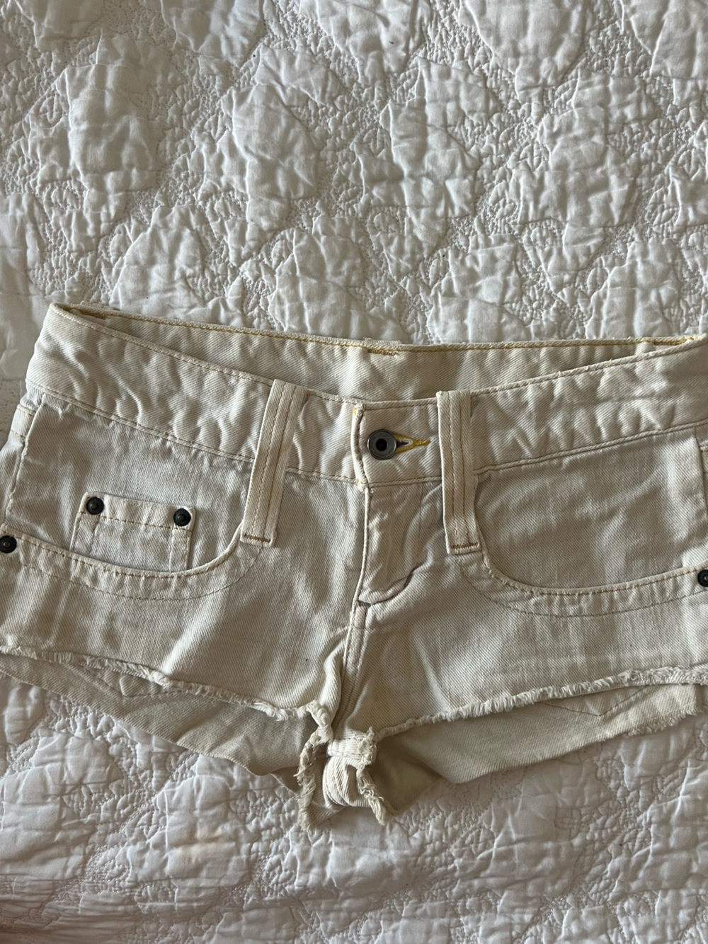 Express - X2 Denim Laboratory White Micro Shorts
